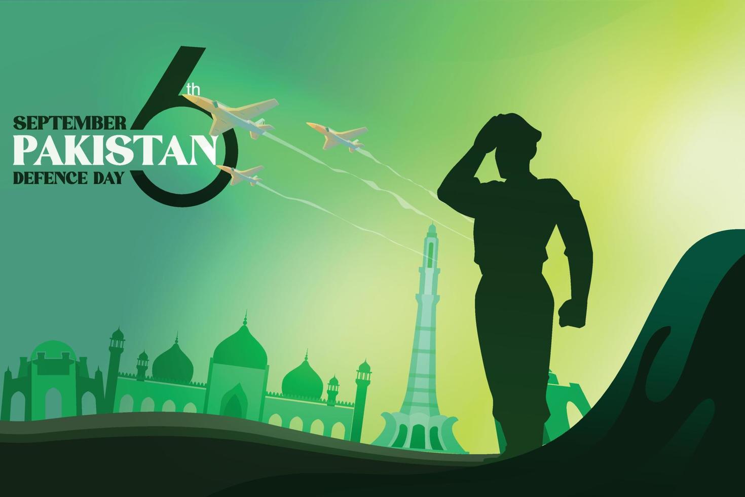 Pakistan defence day youm-e-difa 6 september vector