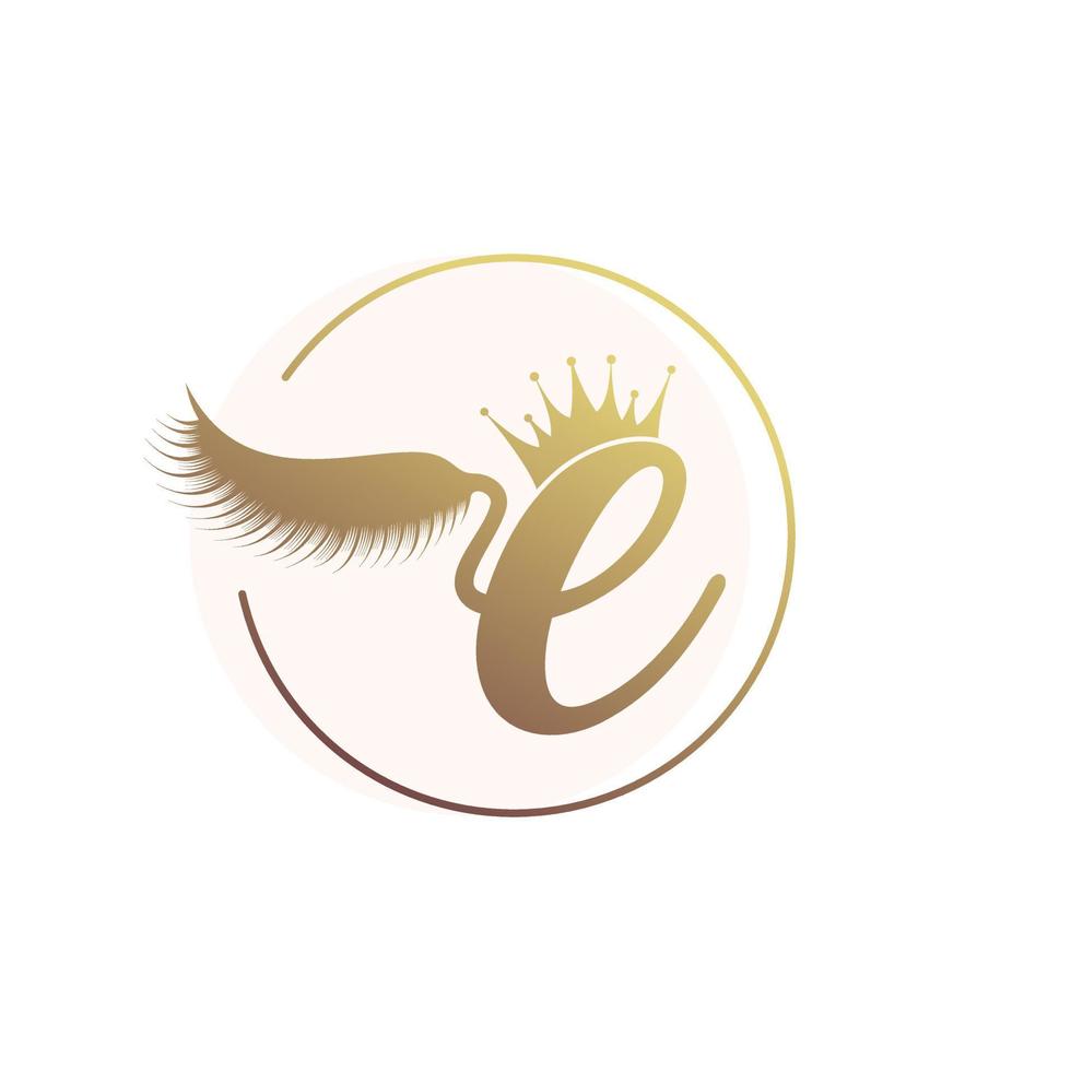 Letter E logo icon with lashes concept for beauty Premium Vector