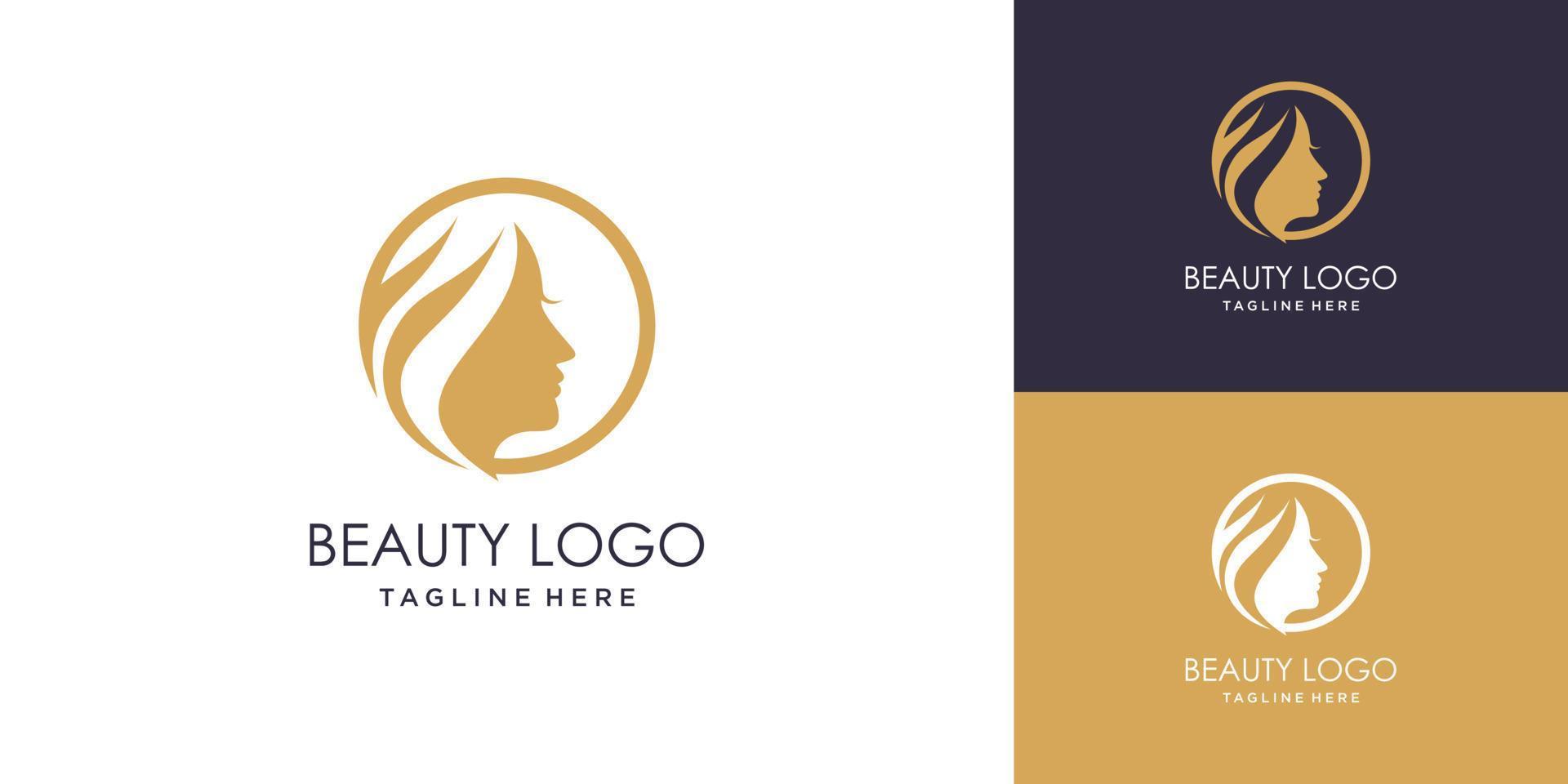 icono de vector de belleza para mujer con diseño de logotipo creativo moderno vector premium