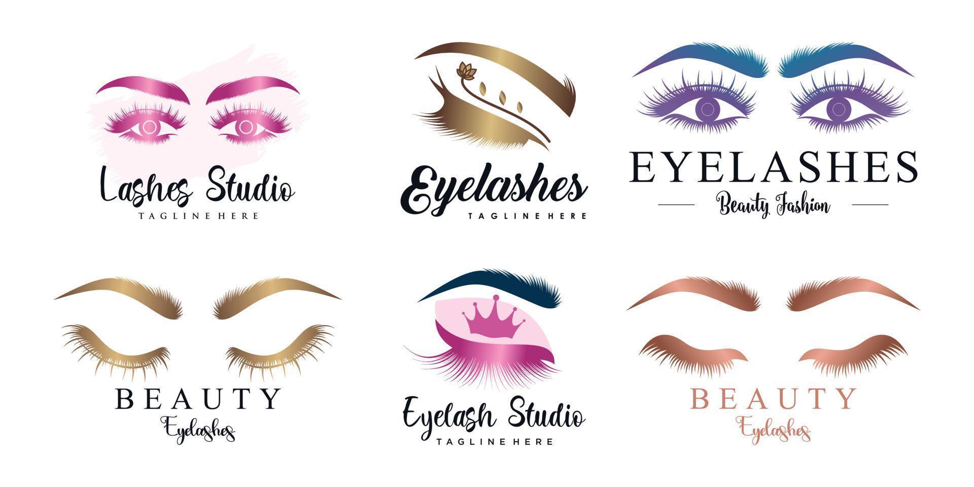 Set eyelashes logo design with modern abstract concept Premium Vector part 2