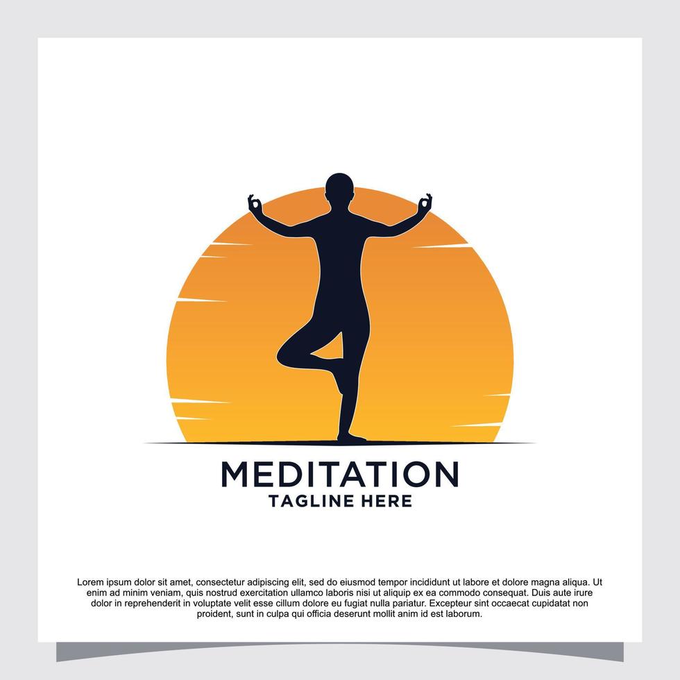 Meditation yoga logo design concept Premium Vector