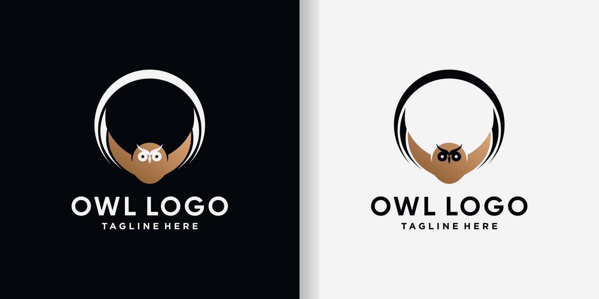 Creative owl bird logo design template with modern concept Premium Vector