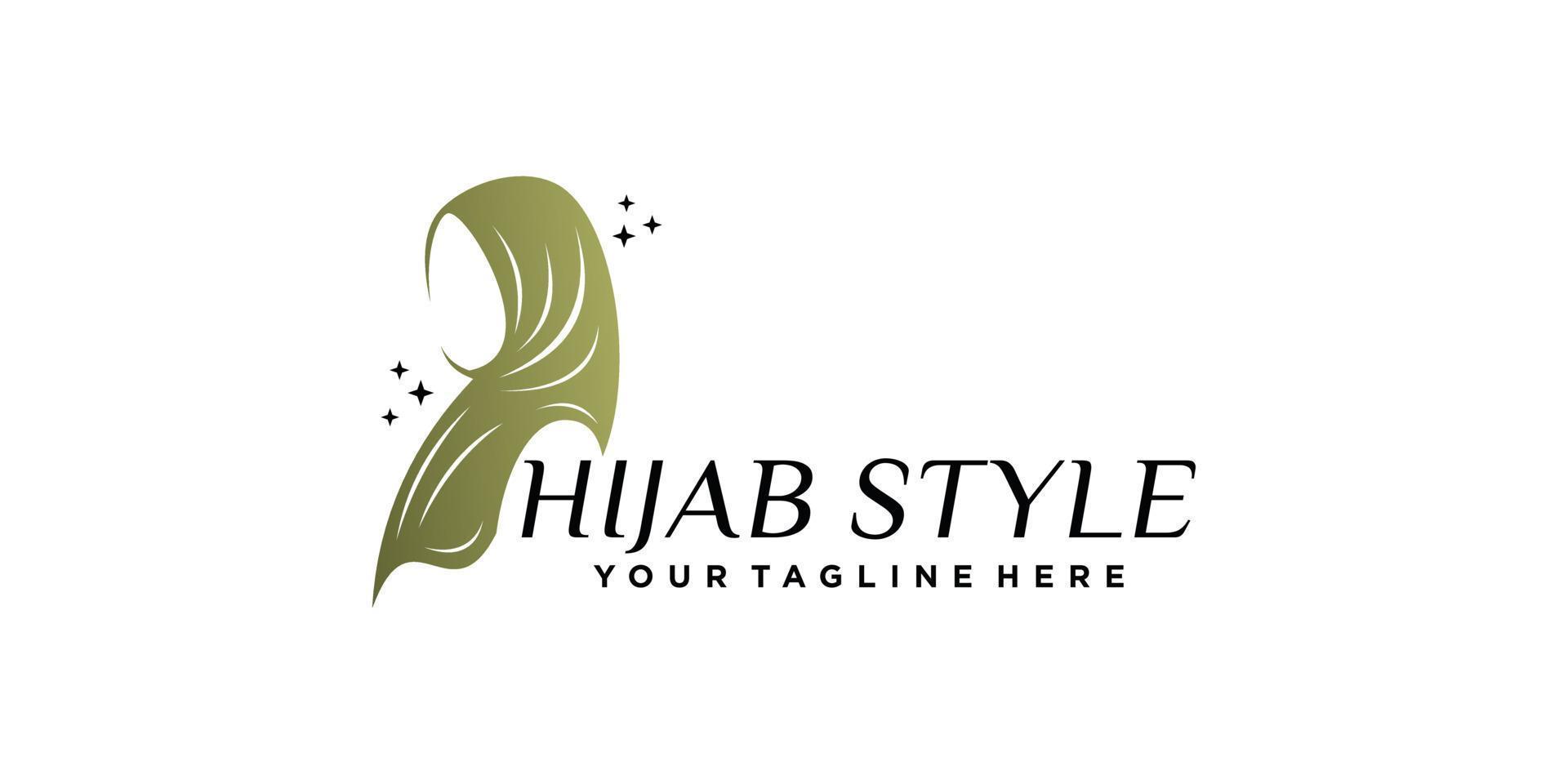 Hijab style logo design template with unique concept Premium Vector