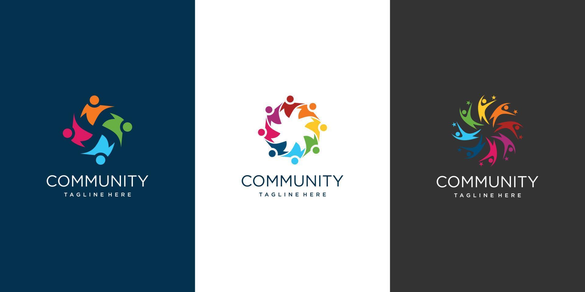 Community logo with creative concept premium vector