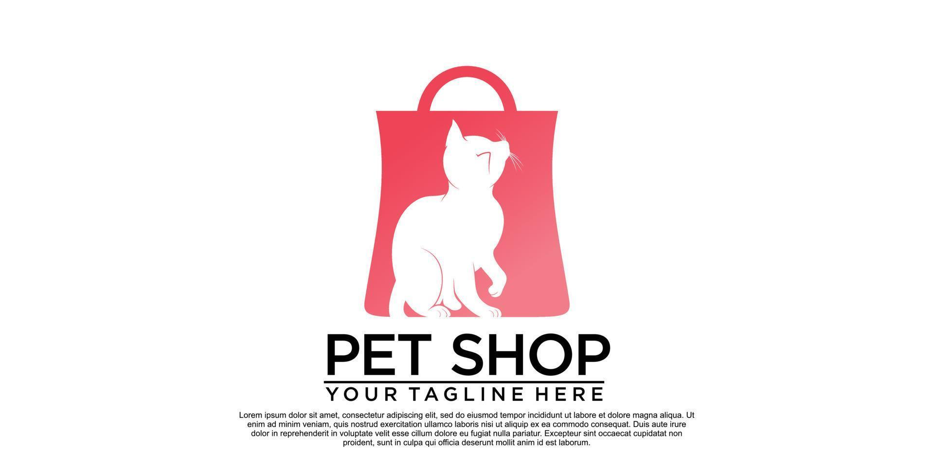 Pet shop logo design with creative unique style Premium Vector