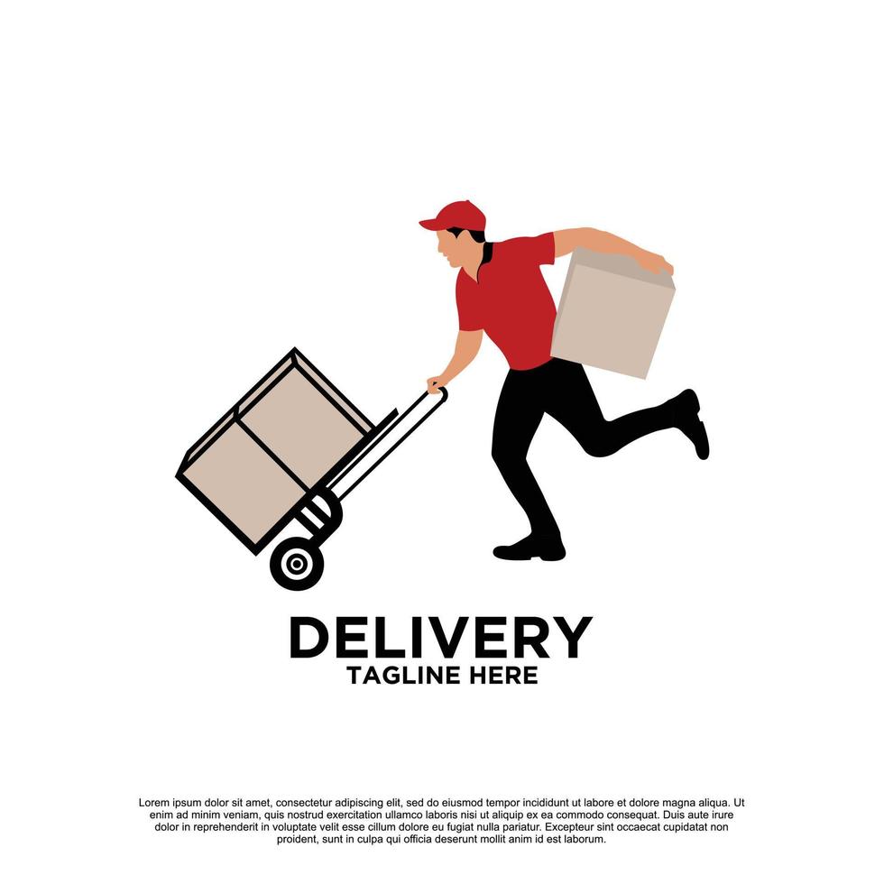 entrega con courier man logo design premium vector parte 9