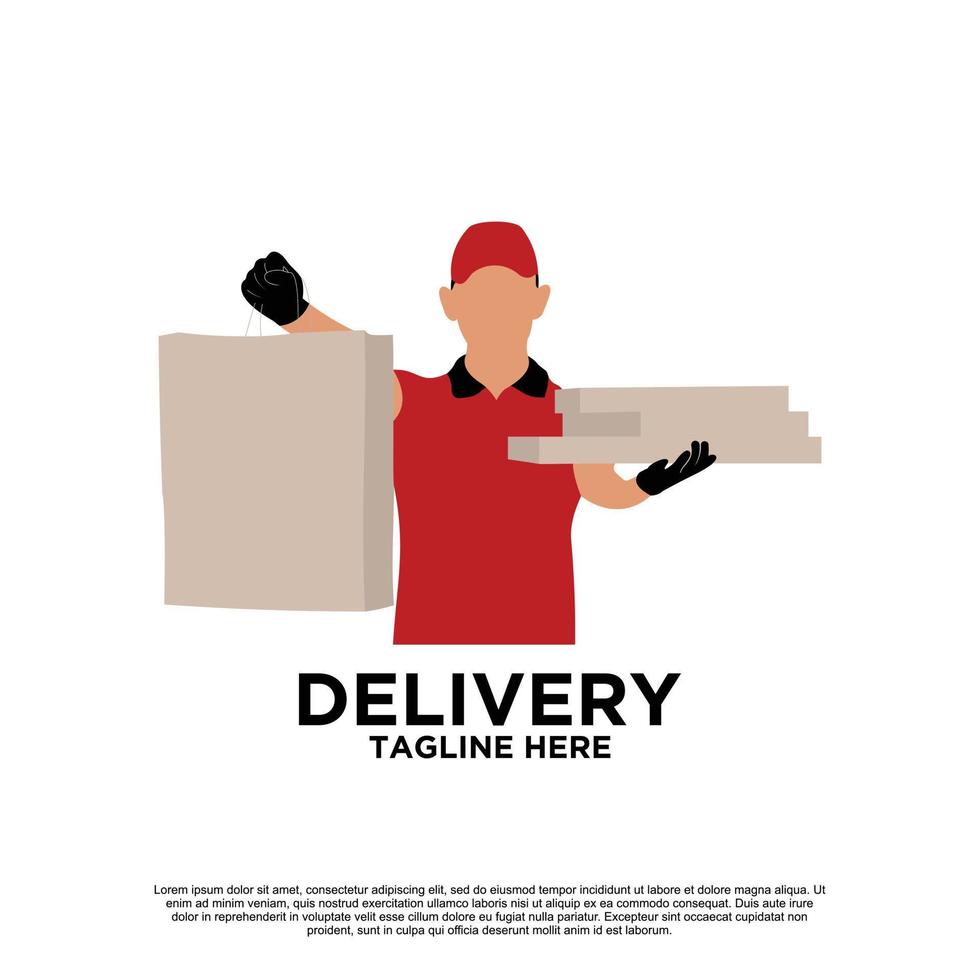 Delivery with courier man logo design Premium Vector part 7