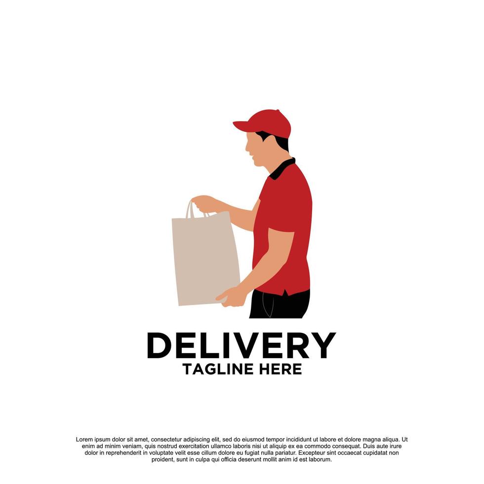 entrega con courier man logo design premium vector parte 3