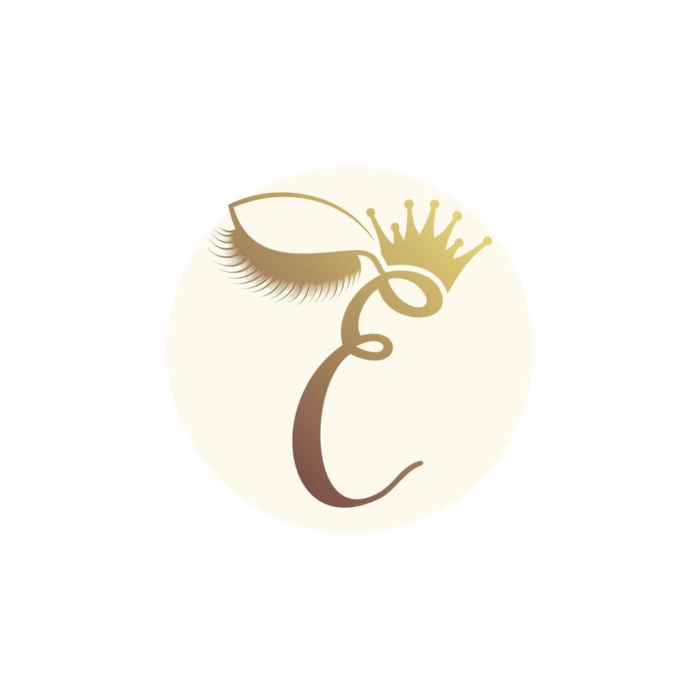 Letter E logo icon with lashes concept for beauty Premium Vector
