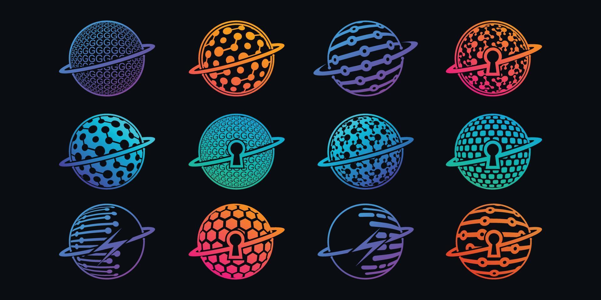 Set planet  logo design unique Premium Vector