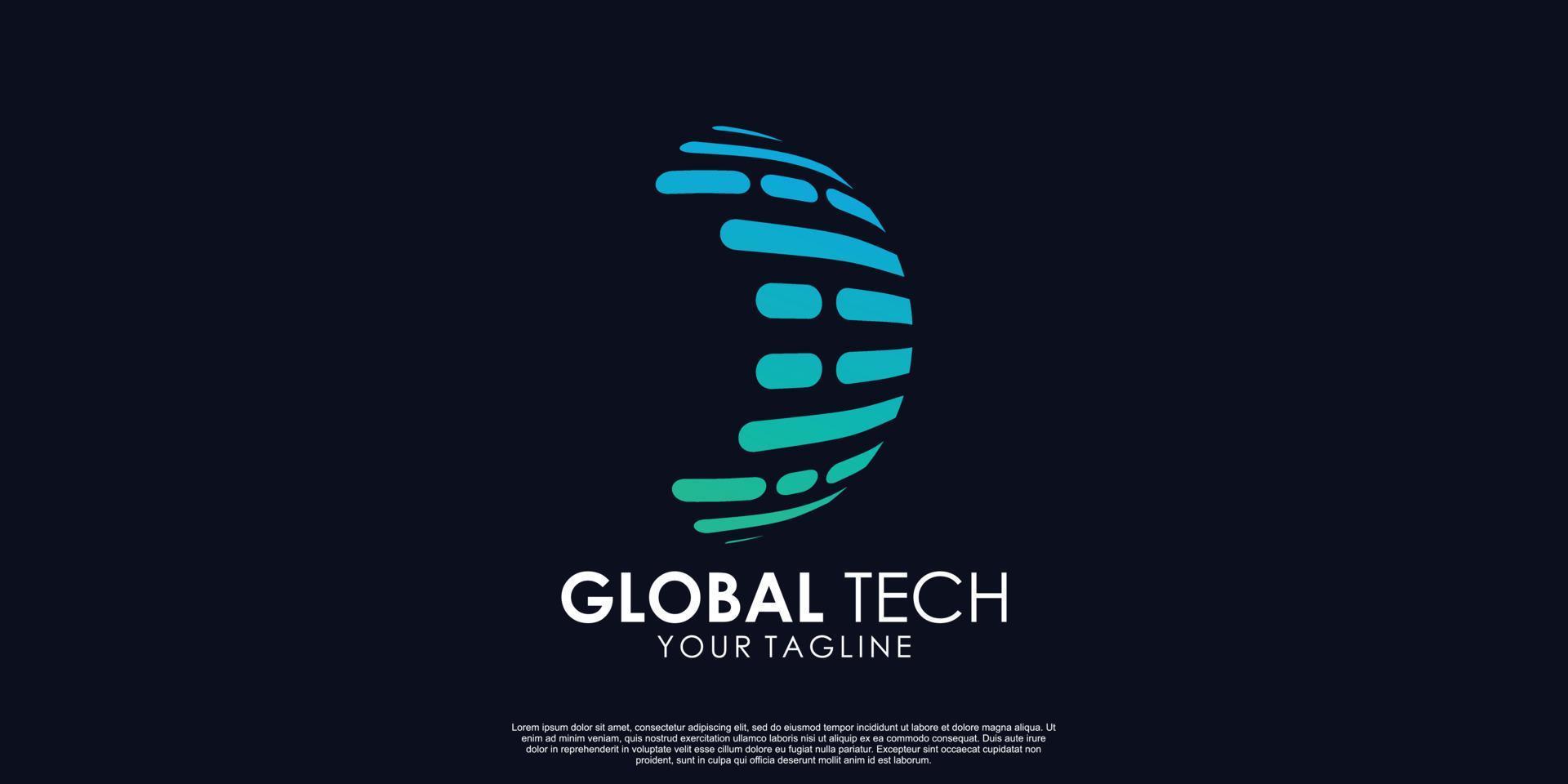 vector premium de diseño de logotipo de tecnología global