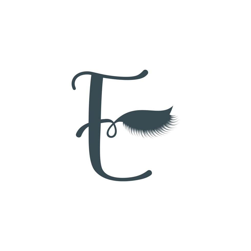 Letter E logo icon with lashes concept for beauty Premium Vector