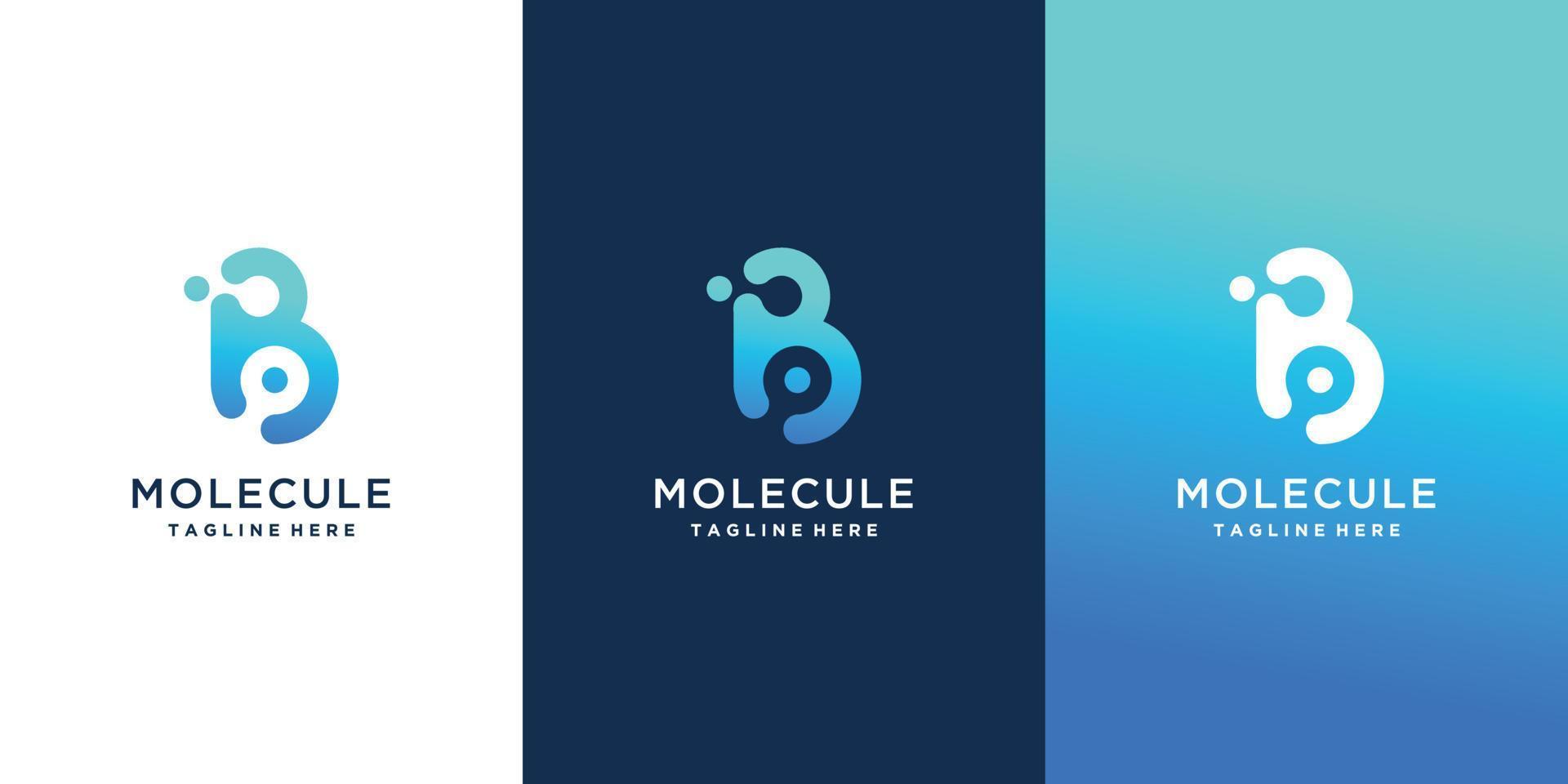 diseño de logotipo de letra b con vector premium de concepto de molécula