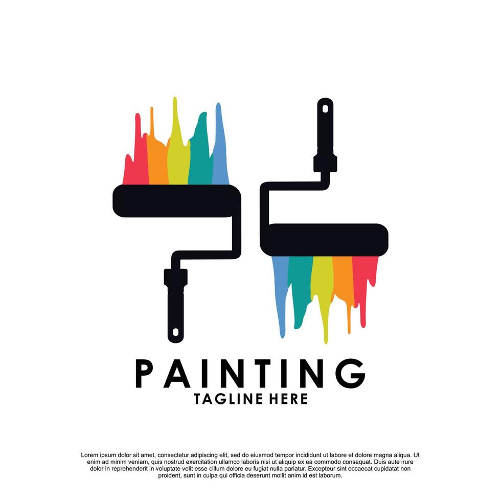 painting logo design Premium Vector