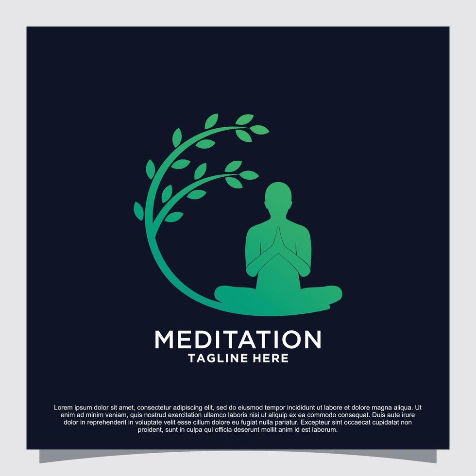 vector premium de concepto de diseño de logotipo de yoga de meditación