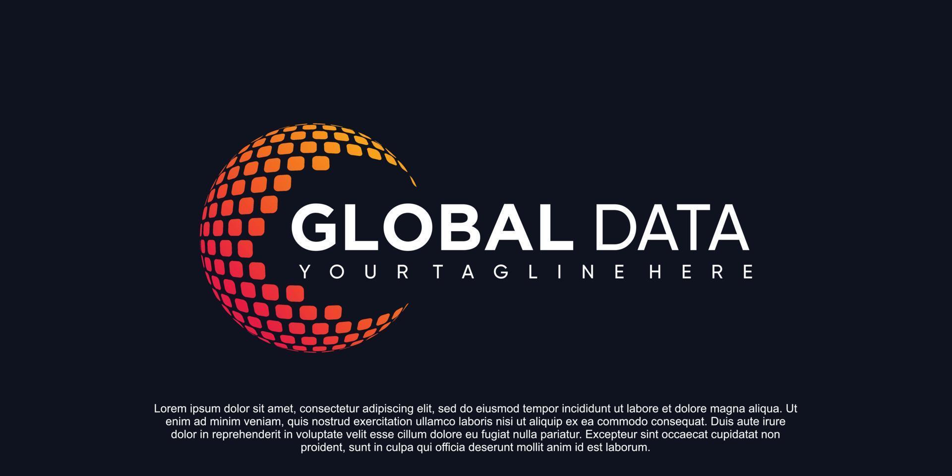 vector premium de diseño de logotipo de datos globales