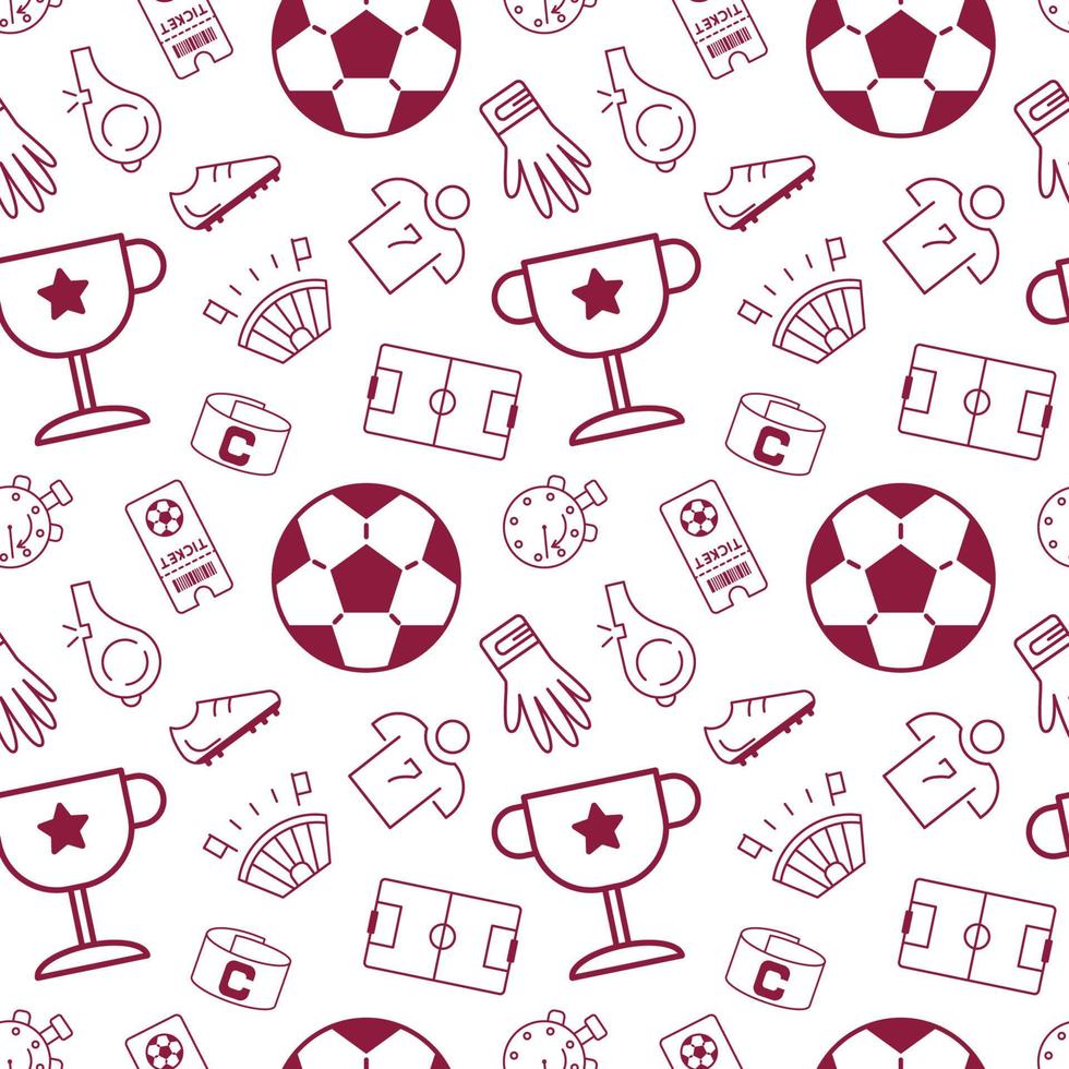 Soccer icons seamless pattern. Football cup stylish graphic design. Sport football vector background for banner, card, wrapping, website, wallpaper etc.