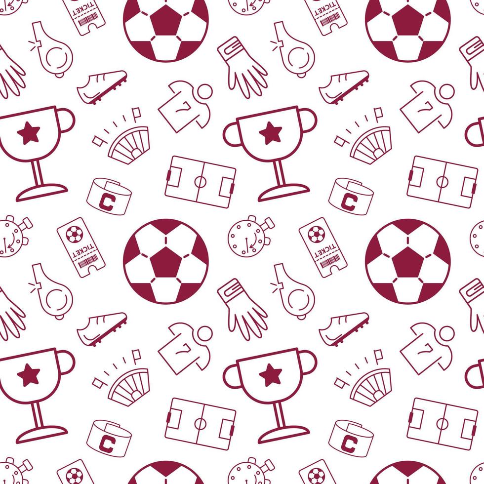 iconos de fútbol de patrones sin fisuras. diseño gráfico elegante de la copa de fútbol. fondo de vector de fútbol deportivo para banner, tarjeta, envoltura, sitio web, papel tapiz, etc.