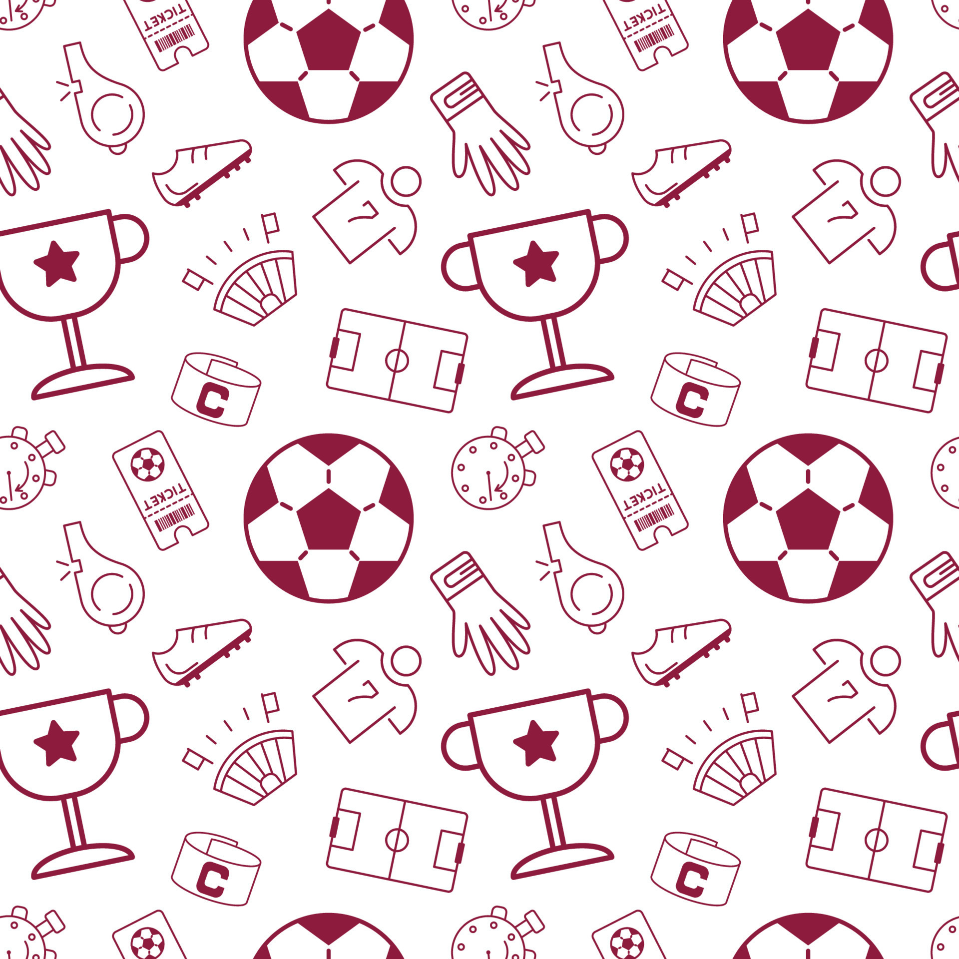 Soccer Icons Seamless Pattern Football Cup Stylish Graphic Design 