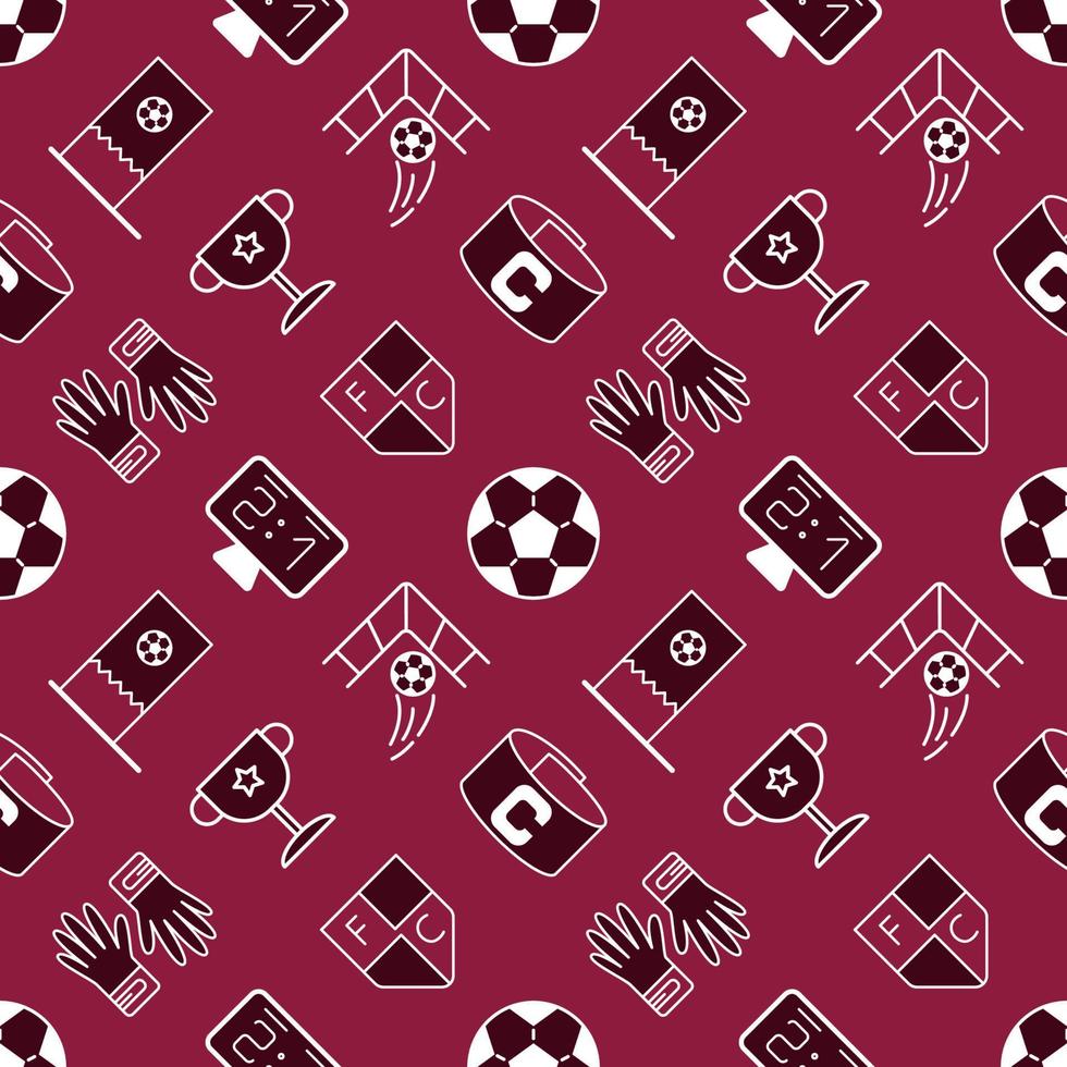patrón de iconos sin costura de fútbol. diseño gráfico elegante de la copa de fútbol. fondo de vector deportivo para banner, envoltura, sitio web, papel tapiz, etc.