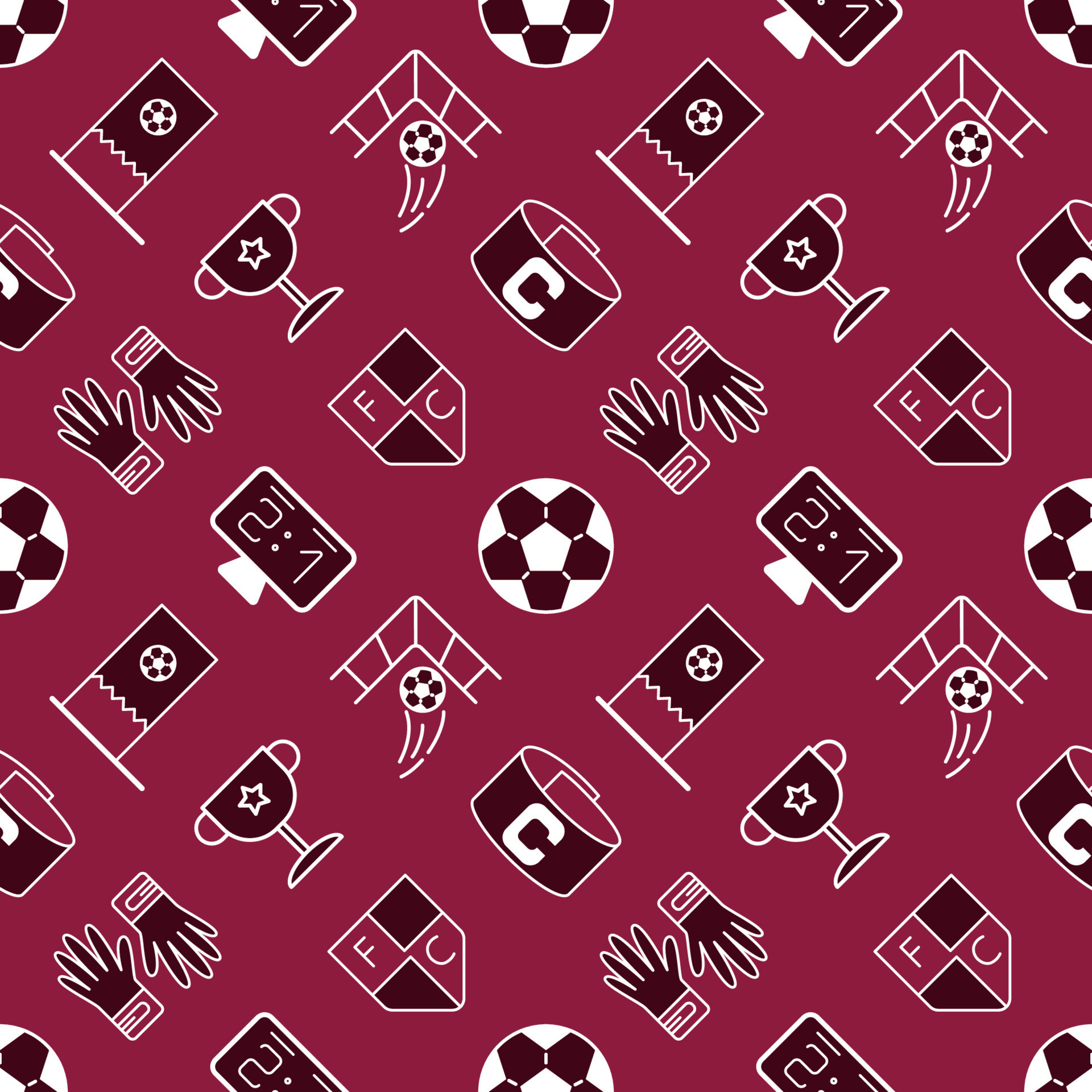 Soccer seamless icons pattern. Football cup stylish graphic design