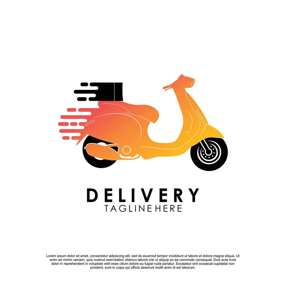Delivery logo with bike man or courier Premium Vector