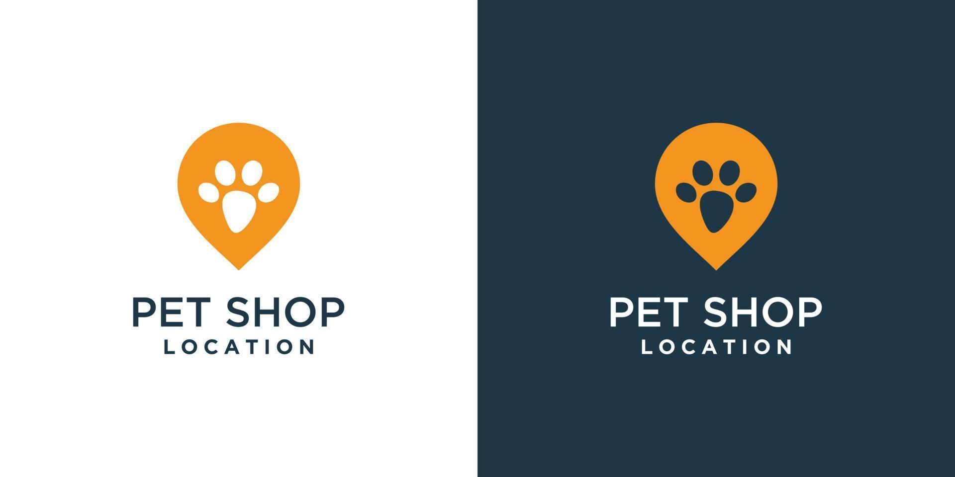 Pet logo design with love and location concept Premium Vector