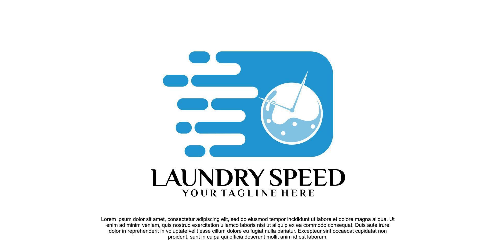 Laundry speed logo design with creative concept Premium Vector