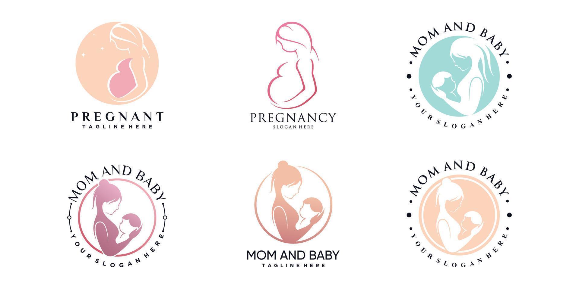 Set pregnant logo design with creative element Premium Vector part 2