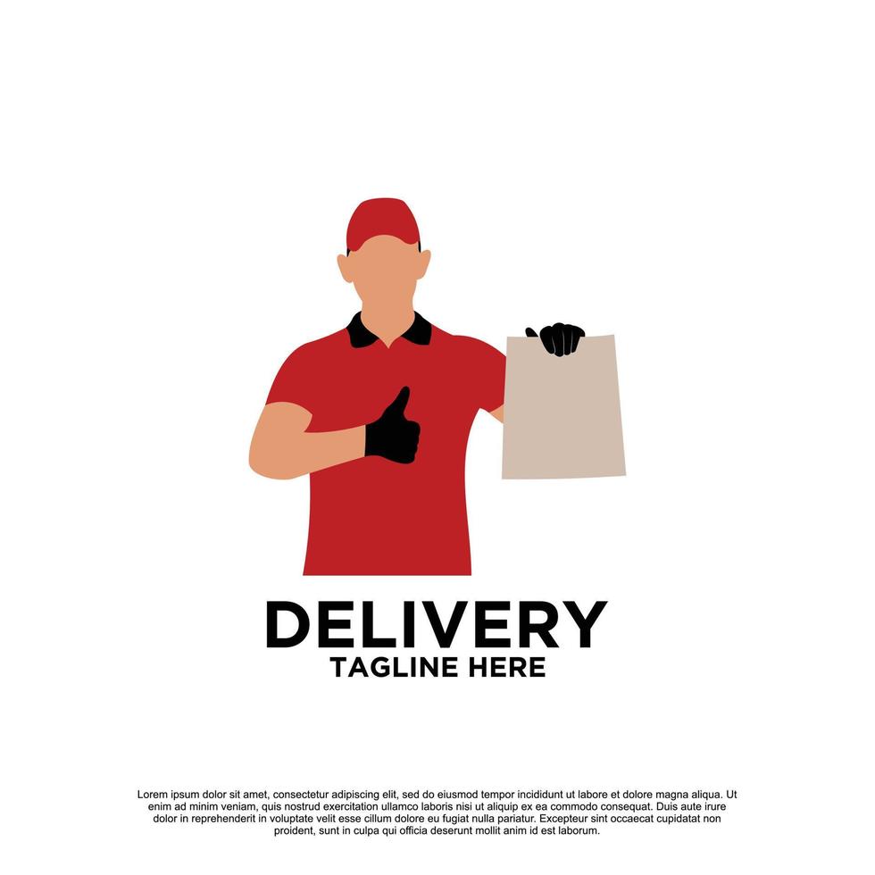 entrega con courier man logo design premium vector parte 4