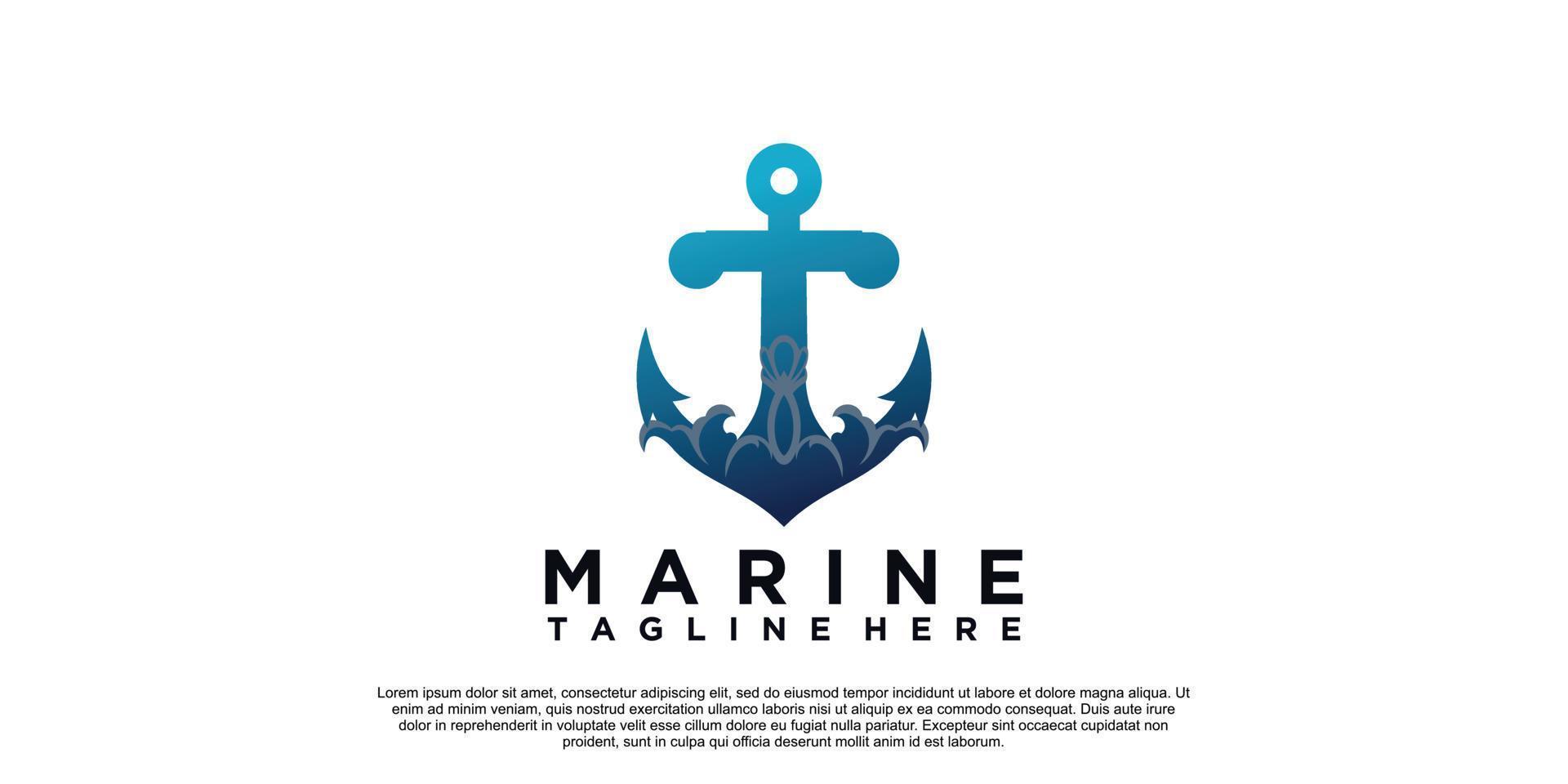 Marine Achor logo design with creative unique style Premium Vector part 1