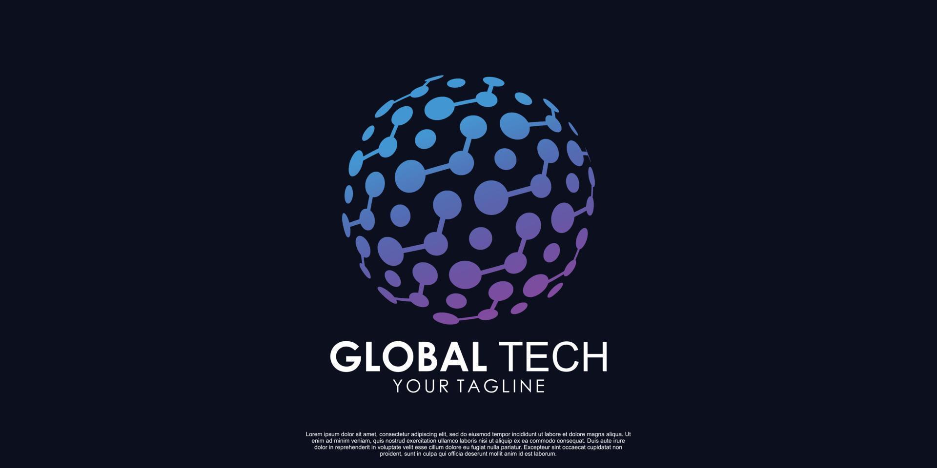 vector premium de diseño de logotipo de tecnología global