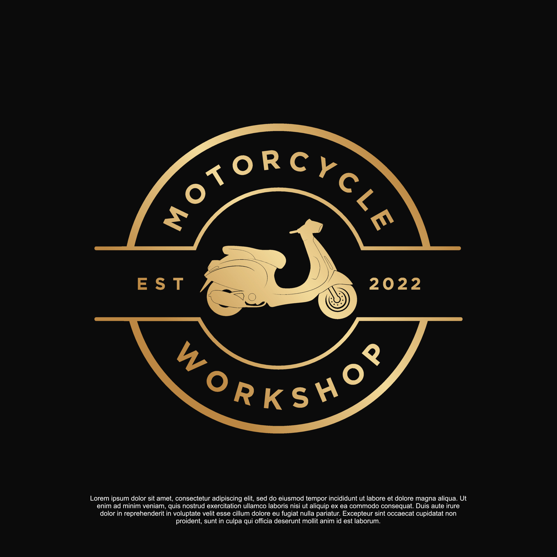 Motorcycle workshop logo design Premium Vector 10840726 Vector Art at