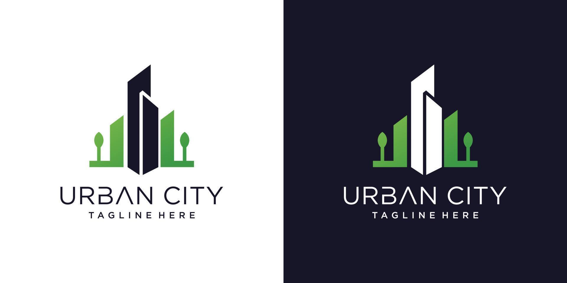 Urban logo with creative green concept vector