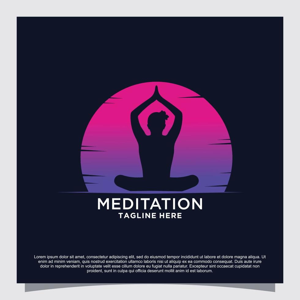 Meditation yoga logo design concept Premium Vector