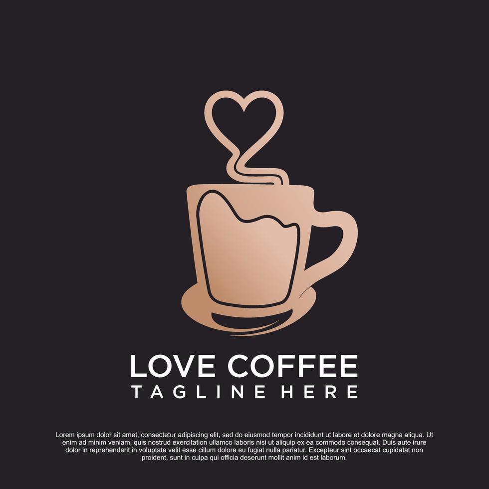 Love coffee logo design Premium Vector