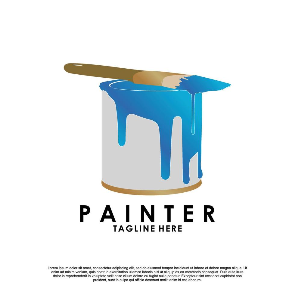 painting logo design Premium Vector