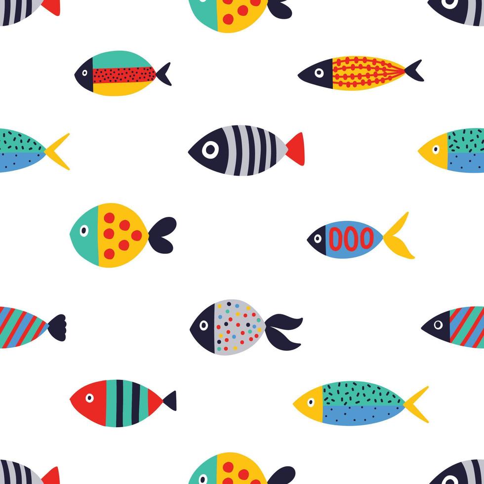 Colorful decorative fish. Decorative seamless pattern. Can be used in textile industry, paper, background, scrapbooking. vector