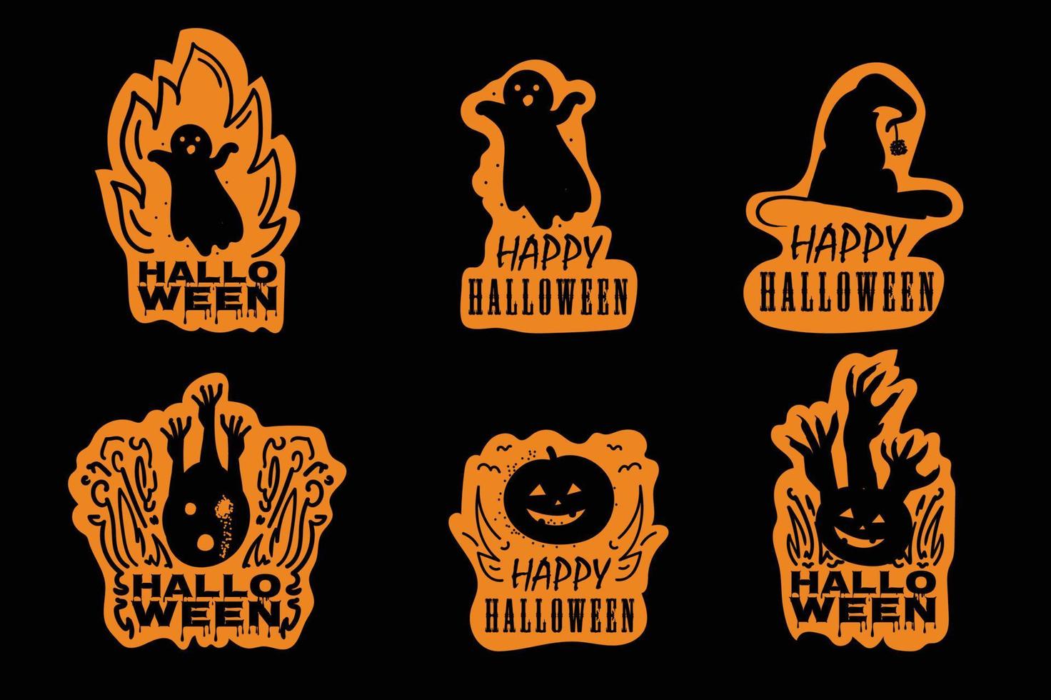 Happy halloween vector vintage label set