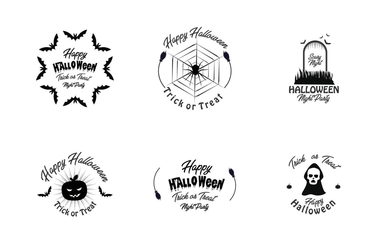 Happy halloween vector vintage label set