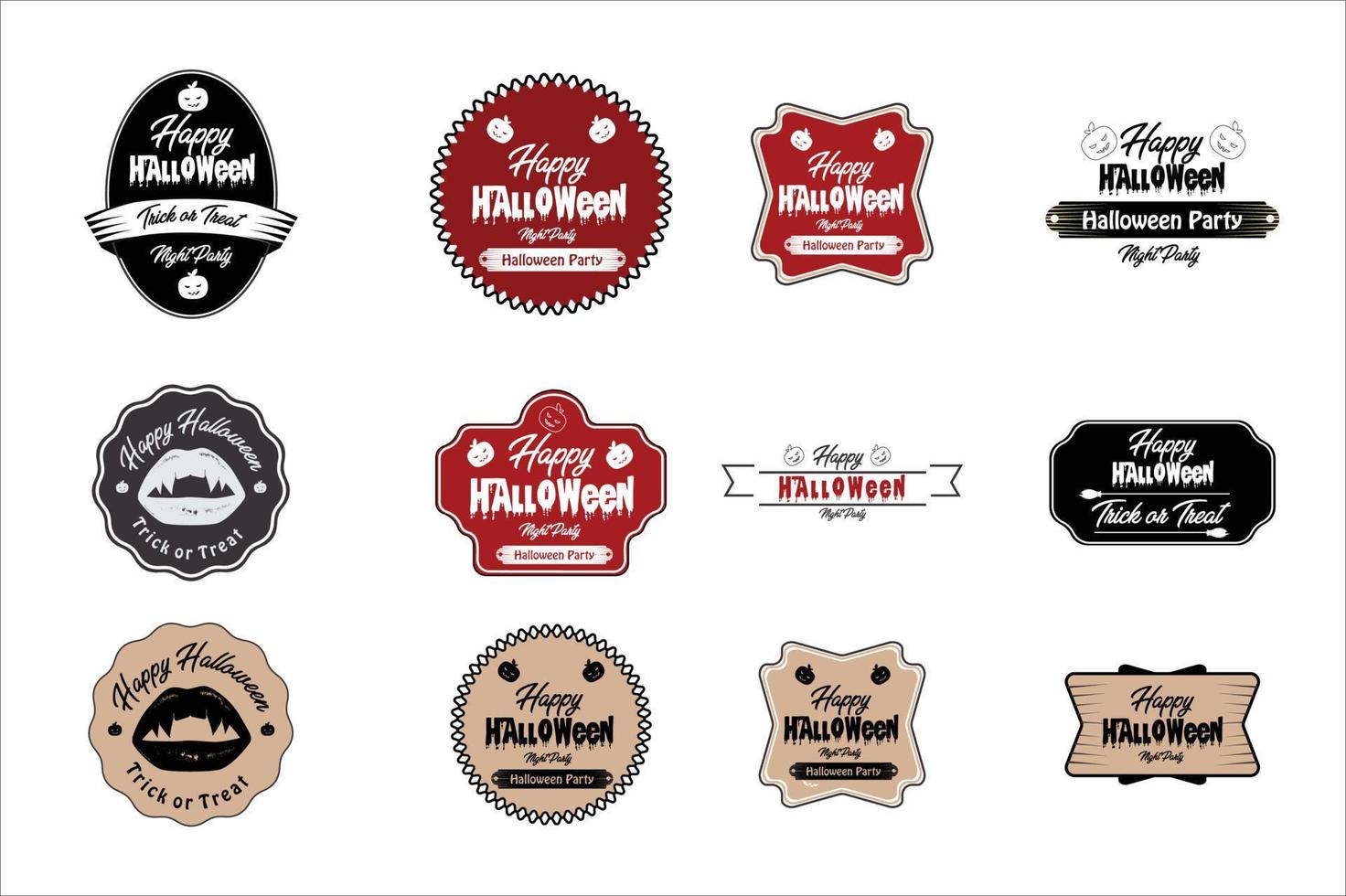Happy halloween vector vintage label set