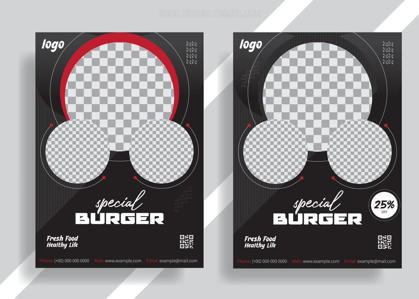 Fast Food Flyer Design Template cooking, cafe and restaurant menu, food ordering, junk food. Pizza, Burger, French fries and Soda. Vector illustration for banner, poster, flyer, cover, menu, brochure