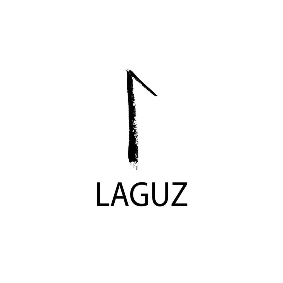 Laguz Rune. Hand Drawn Wax Chalk Texture, Mystical, Esoteric, Occult, Magic Glyphs. For Game Interface. vector