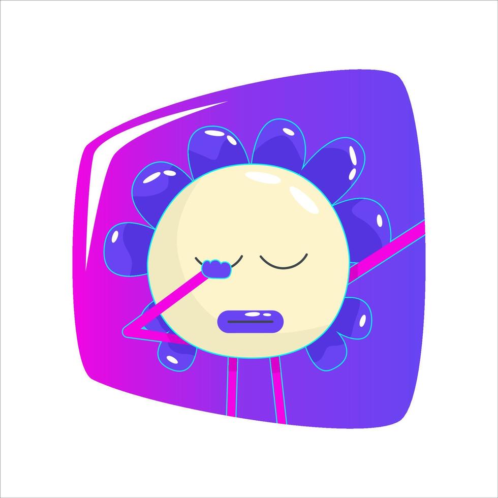 Contemporary funny smile avatar square in retro comic style. Psychedelic emotions smile character in area. Modern retro abstract design. Daisy flower character emoji. Pop art sticker pack vector