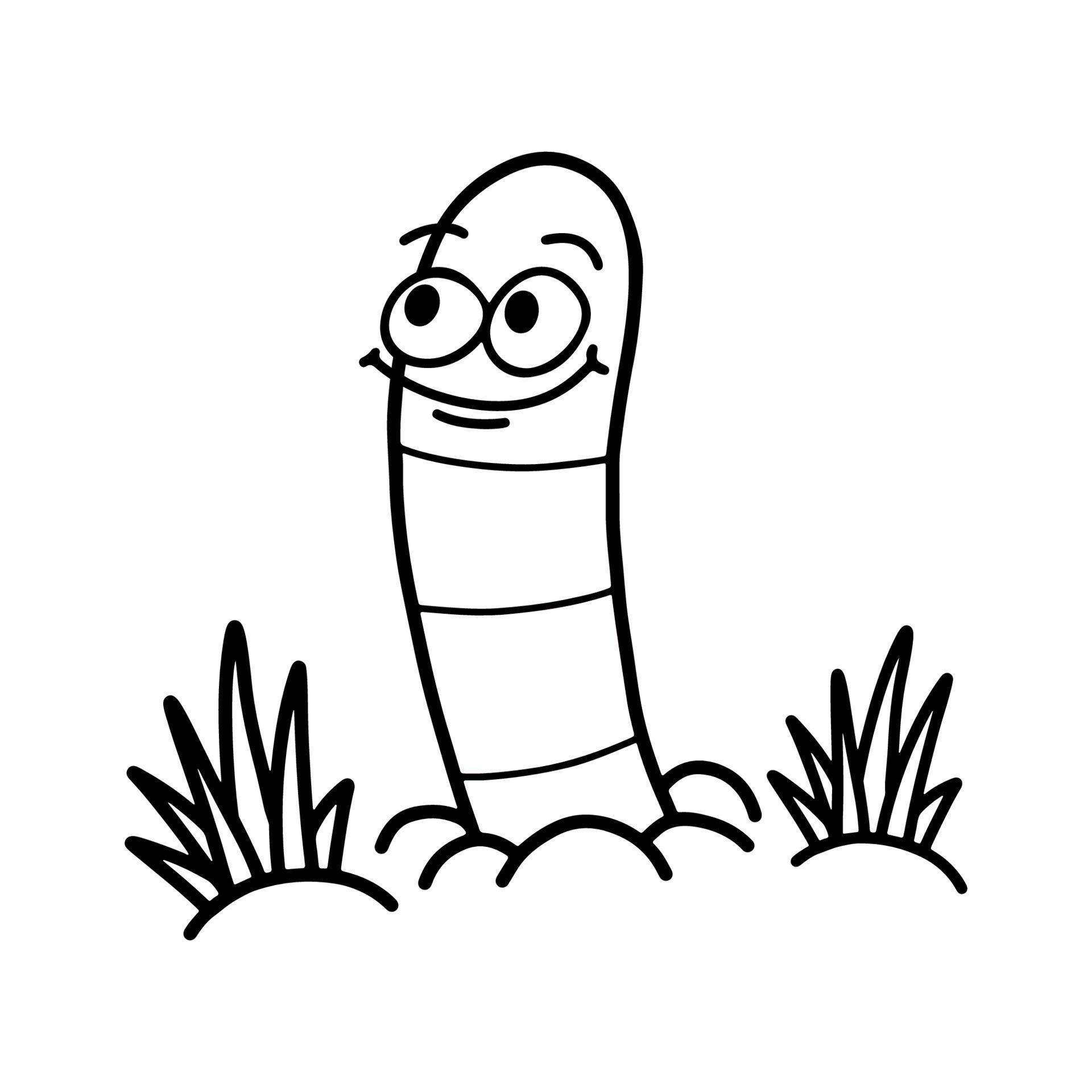 Cute cartoon worm coloring page. Earthworm coloring book for kids