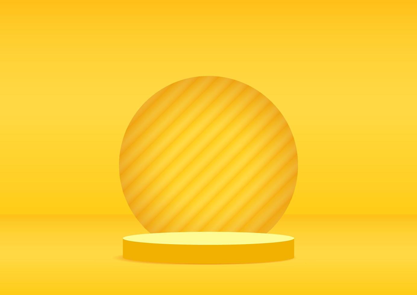 3D Yellow Cylinder Podium Product Background vector