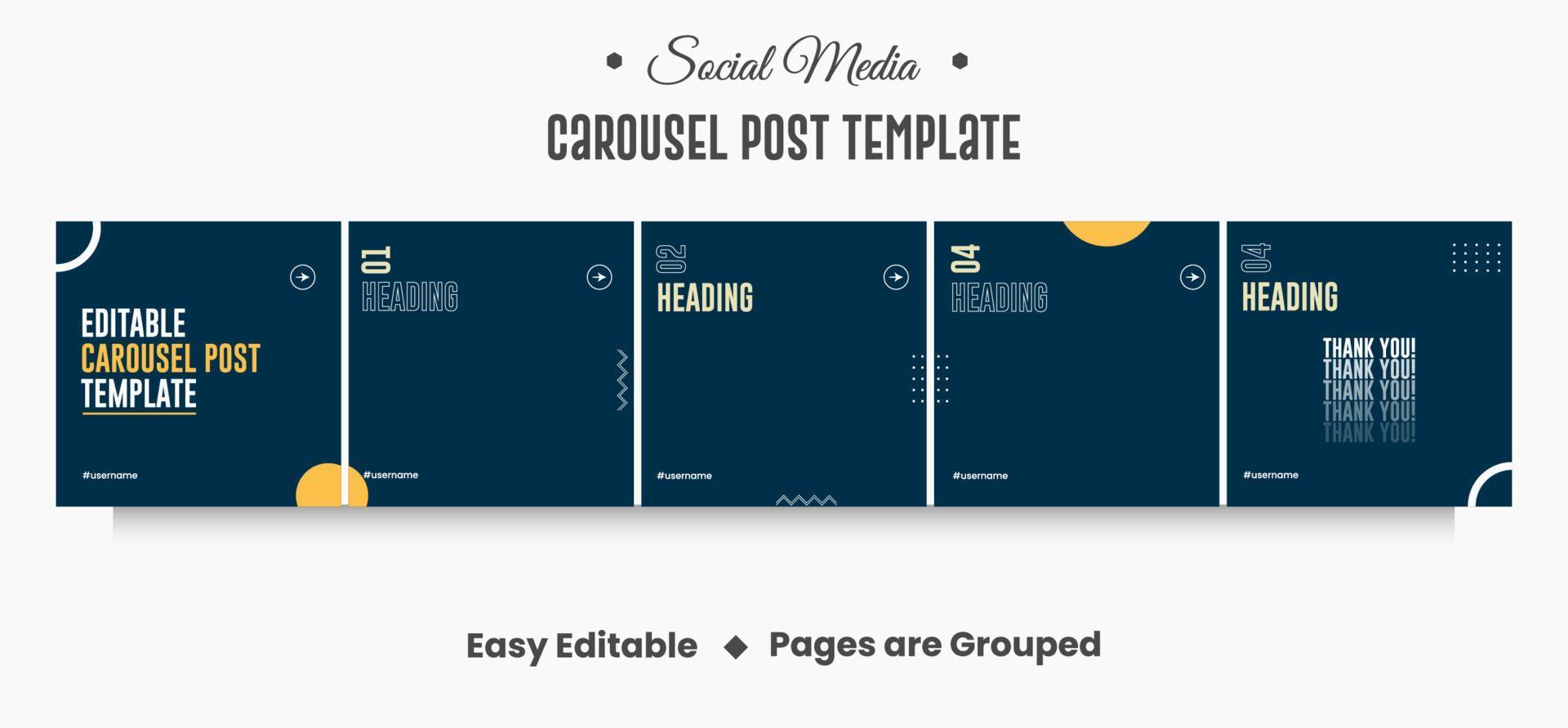 Carousel Post Template on Social Media vector