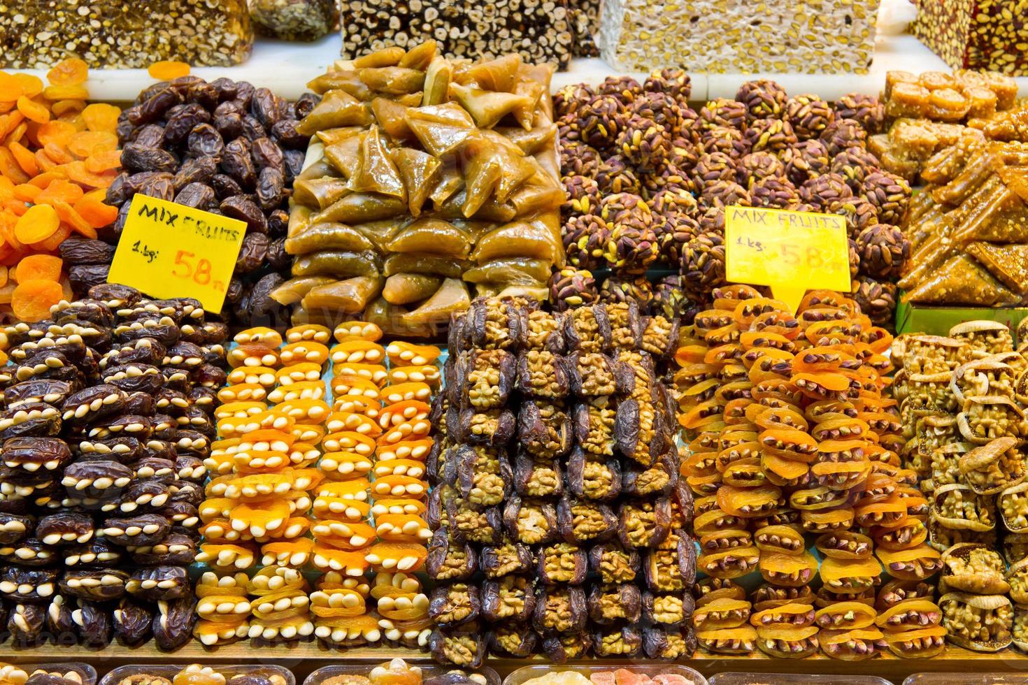 Dried apricots with nuts photo