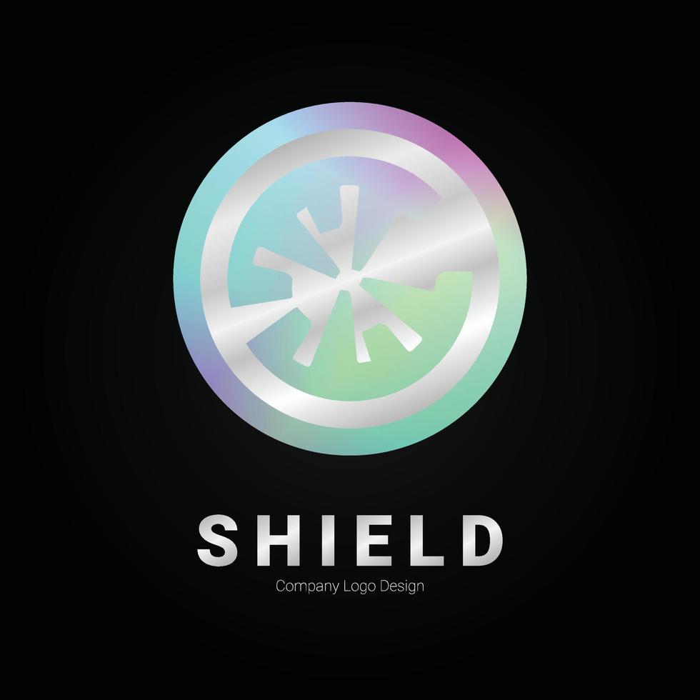 Shield hologram vector logo design, suitable use for symbol, sign, or element business design