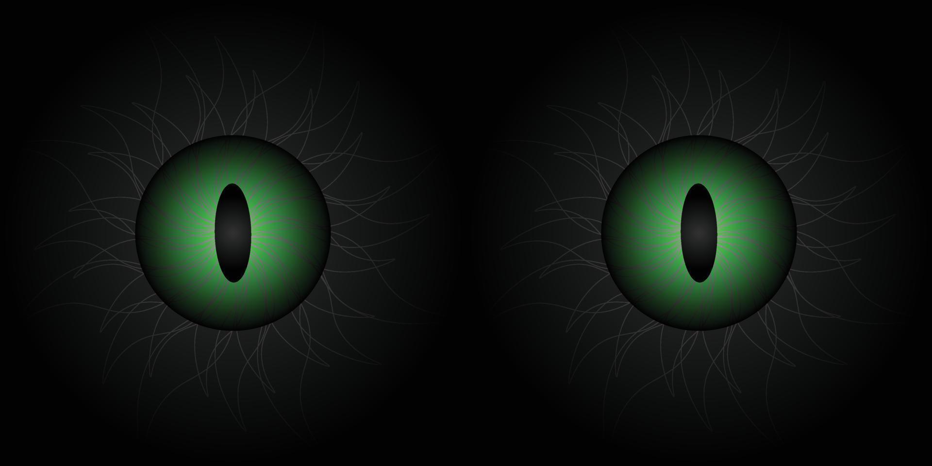 spooky green eyes monster with pupils like cats eyes vector